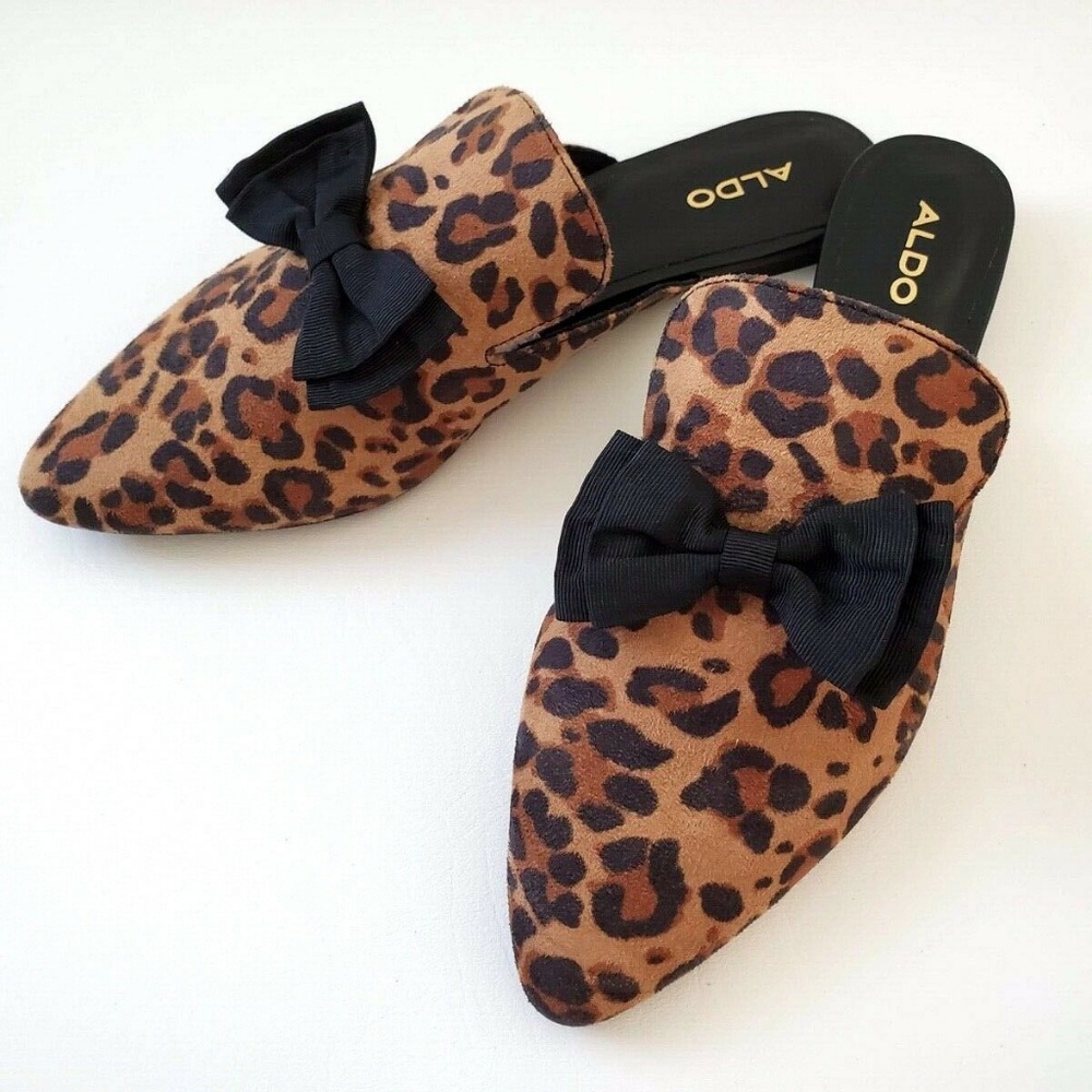 NEW Aldo Leopard animal pointed mule loafer flat - Picture 1 of 8